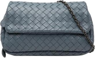 Bottega Veneta Pre-owned Cross Body Bags, female, Blue, Size: ONE SIZE Pre-owned Woven Leather Crossbody Bag