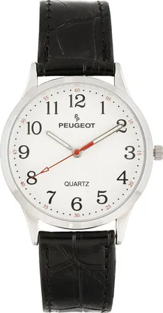 Peugeot Easy Read Large Face Leather Watch- 40MM in Black at Nordstrom