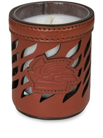 Etro Home Pegaso-motif candle - unisex - glass/Recycled Leather/paraffin - OS - Brown