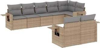 vidaXL Vidaxl - Juego De Sof&aacute;s De Jard&iacute;n Con Cojines Beige 8 Pzas Rat&aacute;n Pe