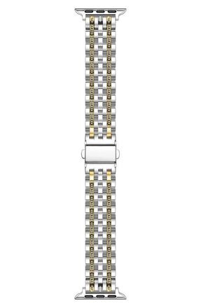 Posh Tech Remy Rhinestone & Stainless Steel Apple Watch Watchband in Silver/Gold at Nordstrom
