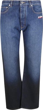 Off-white Spray Diagonal Relax Jeans - Heren - Flared Jeans - Blauw - W30 - Katoen - Jeans