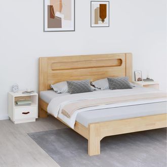 vidaXL Vidaxl - Mesitas De Noche 2 Uds Madera Maciza Pino Blanco 40x34x45 Cm