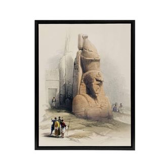 Artery8 Luxor Temple Ramses II Statue D. Roberts Framed Canvas Wall Art in Beige | Size: W24 x H32