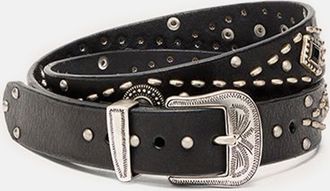 Golden Goose Cintura Con Borchie In Pelle Lavata