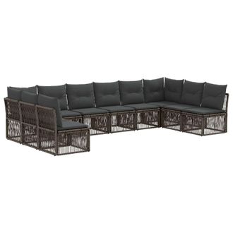 vidaXL Conjunto De Sof&aacute;s De Jard&iacute;n 10 Pcs Gris Rat&aacute;n Sint&eacute;tico Vidaxl