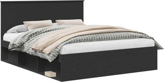 vidaXL Estructura De Cama Negro 160 X 200 Cm Madera De Pino Macizo Vidaxl