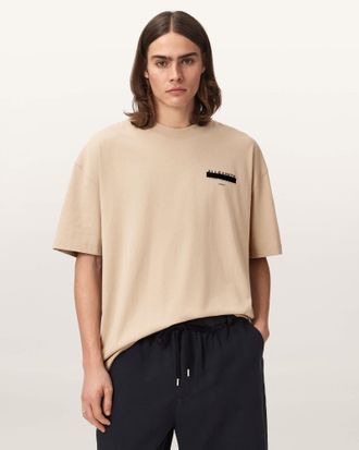 AllSaints Redact Oversized Embroidered Logo T-Shirt