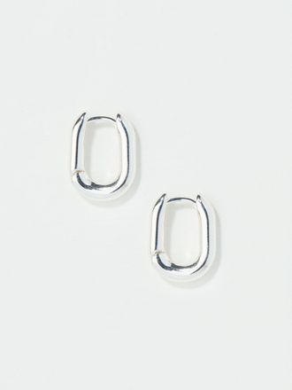 Fat Face FatFace Silver Tone Oval Huggie Hoop Earrings