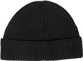 C.P. Company Mens Beanie Extra-Fine Merino Wool Black Hat