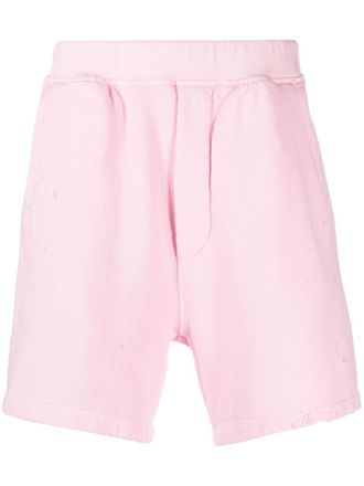Dsquared2 distressed-effect track shorts - men - Cotton/Cotton - M - Pink
