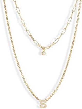 Meshmerise Diamond Initial Charm Necklace in Yellow-S at Nordstrom Rack