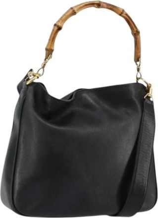 Gucci Pre-owned Handbags, female, Black, Size: ONE SIZE Pre-owned Vintage Leather Handbag