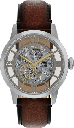Fossil Townsman Leather Strap Watch, 44mm in Brown/Silver/Gold at Nordstrom