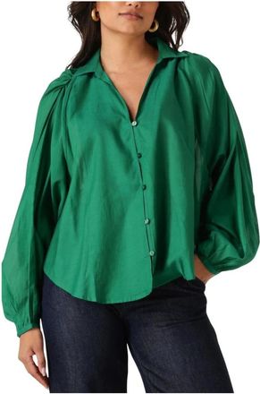 Pom Amsterdam Groene Lena Meadow Blouse - Dames - Overhemden - Groen - XS - Overhemden