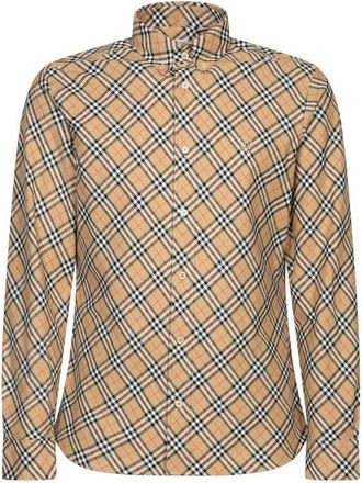 Burberry Beige Cotton Pattern Mens Shirt