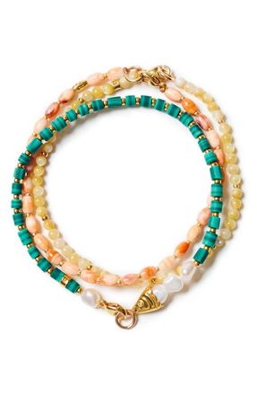 Chan Luu Set of 3 Semiprecous Stone Bracelets in Malachite at Nordstrom