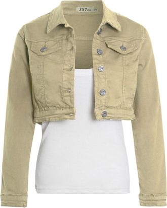 SS7 Womens Crop Stretch Fitted Denim Jacket