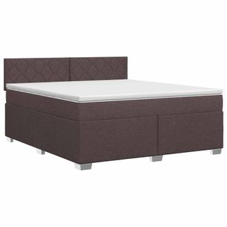 vidaXL Cama Box Spring Con Colch&oacute;n Marr&oacute;n Oscuro 140 X 190 Cm Tela Vidaxl