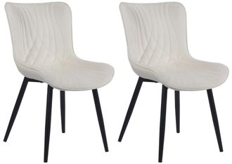 Clp Juego De 2 Sillas De Comedor Brady Crema Terciopelo