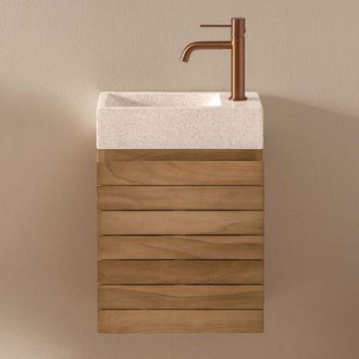 Sklum Set Arredo Bagno in Legno Teak con Lavabo Integrato in Cemento Napier SKLUM