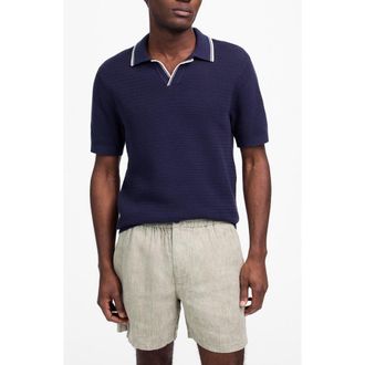 Madewell Contrast Stitch Johnny Collar Sweater Polo in Ink at Nordstrom Rack, Size Xx-Large