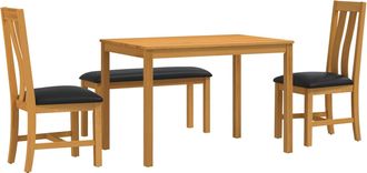 vidaXL Conjunto De Comedor 4 Uds. Negro Madera De Roble S&oacute;lido Vidaxl