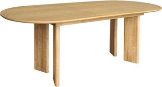 Sweeek Mesa de comedor ovalada extensible de madera de hevea, 6-8 plazas