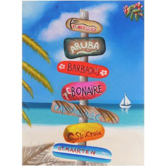 Hhg Hhg - Nunca Usado] Pintura Al &Oacute;leo Letrero De La Calle, 100% Pintado A Mano Pintura Mural Xl, 100x75cm