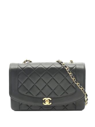 Chanel 1991-1994 Diana Flap Matelasse crossbodytas met ketting - Zwart