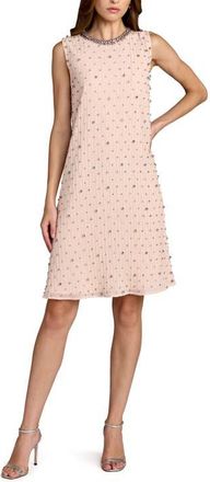 Mac Duggal Beaded Sleeveless Shift Mini Dress in Blush Multi at Nordstrom, Size X-Small
