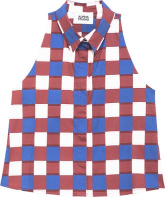 Alpha Studio Check Poplin Top