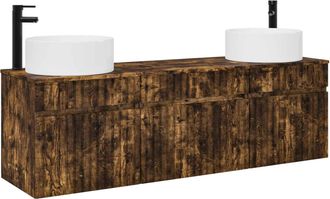 vidaXL Juego De Muebles De Ba&ntilde;o 3 Uds. Roble Ahumado Vidaxl
