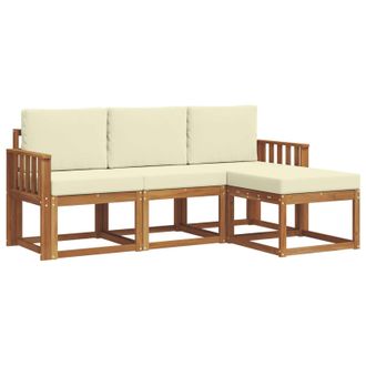 vidaXL Conjunto De Sof&aacute;s De Exterior Con Coj&iacute;n 4 Pcs Natural Y Crema Vidaxl