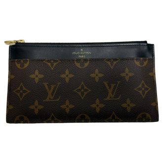 Louis Vuitton Louis Vuitton Monogram Canvas Slim Handtas in Bruin Leer