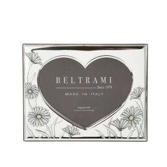BELTRAMI Portafoto cuore fiori foto 13x18 cm Beltrami con argento Miro Silver