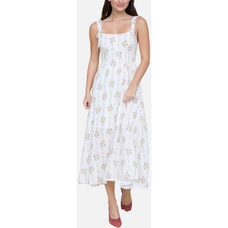 Blu Pepper Lace Trim Corset Fit & Flare Dress in Ivory Multi at Nordstrom, Size Medium