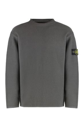 Stone Island Grey Logo Badge Knitted Sweater