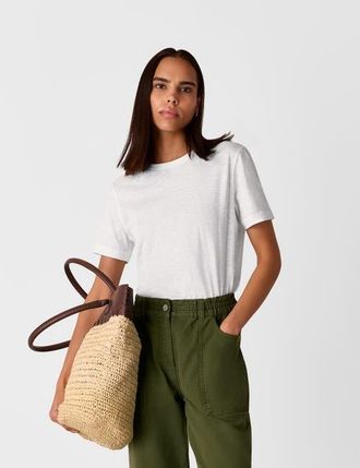 Whistles Emily Ultimate Crew Neck T-Shirt in White at Nordstrom, Size X-Small