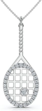 Pompeii3 1/4Ct Diamond Pav&eacute; Tennis Racket Pendant Necklace 14k Gold Lab Grown Size: 3/4 Tall