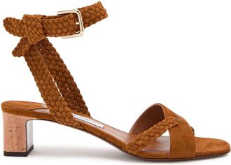 Jimmy Choo London Rori 45 Braided Suede Sandals - Tan - 36 (IT36/ UK3)