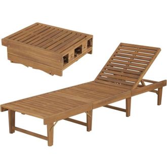 vidaXL Vidaxl - Lettino Prendisole Pieghevole in Legno Massello di Acacia