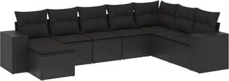 vidaXL Set De Sof&aacute;s De Jard&iacute;n 8 Piezas Y Cojines Rat&aacute;n Sint&eacute;tico Negro Vidaxl