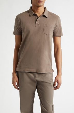 Sunspel Riviera Cotton Piqu&eacute; Polo in Dark Cedar at Nordstrom, Size Xx-Large