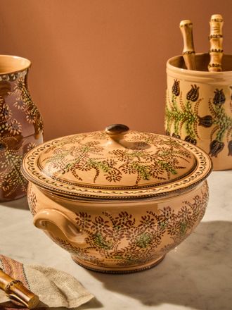 Poterie d'&Eacute;vires Flowers Hand-Painted Ceramic Soup Tureen