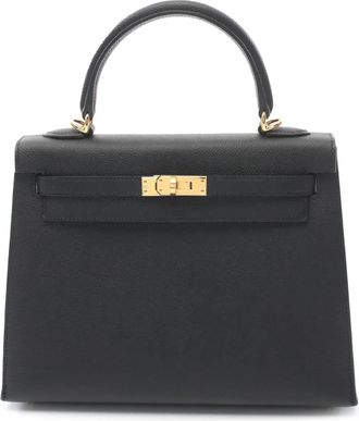 Herm&egrave;s Borsa a mano Kelly II Sellier 25 in pelle Epsom 2024 - Nero