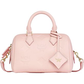 MCM Small Ella Boston Bag in Maxi Monogram Leather in Lotus Pink at Nordstrom