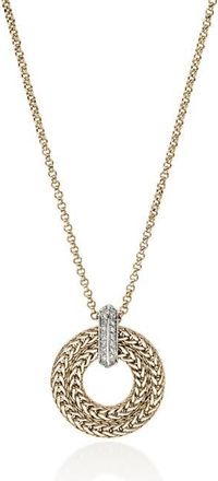 John Hardy Icon Link Pavé Diamond Pendant Necklace in Gold at Nordstrom, Size 18
