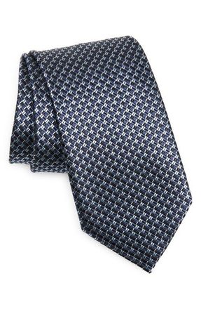 Ermenegildo Zegna Paglie Geometric Pattern Silk Tie in Blue at Nordstrom