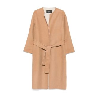 Fabiana Filippi Belted Coats, female, Beige, S, Beige Belted Open Front Coat